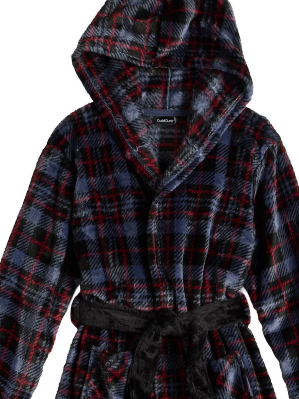 Cuddl Duds Kids Hooded Plaid Fleece Robe - Gray Plaid NWT /size 8-10